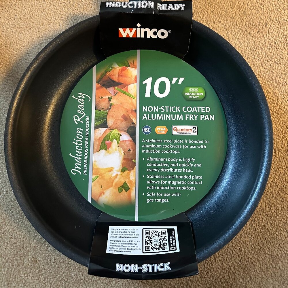 Winco 10" Non Stick Steel Frying Pan w/ Stainless Steel induction ready